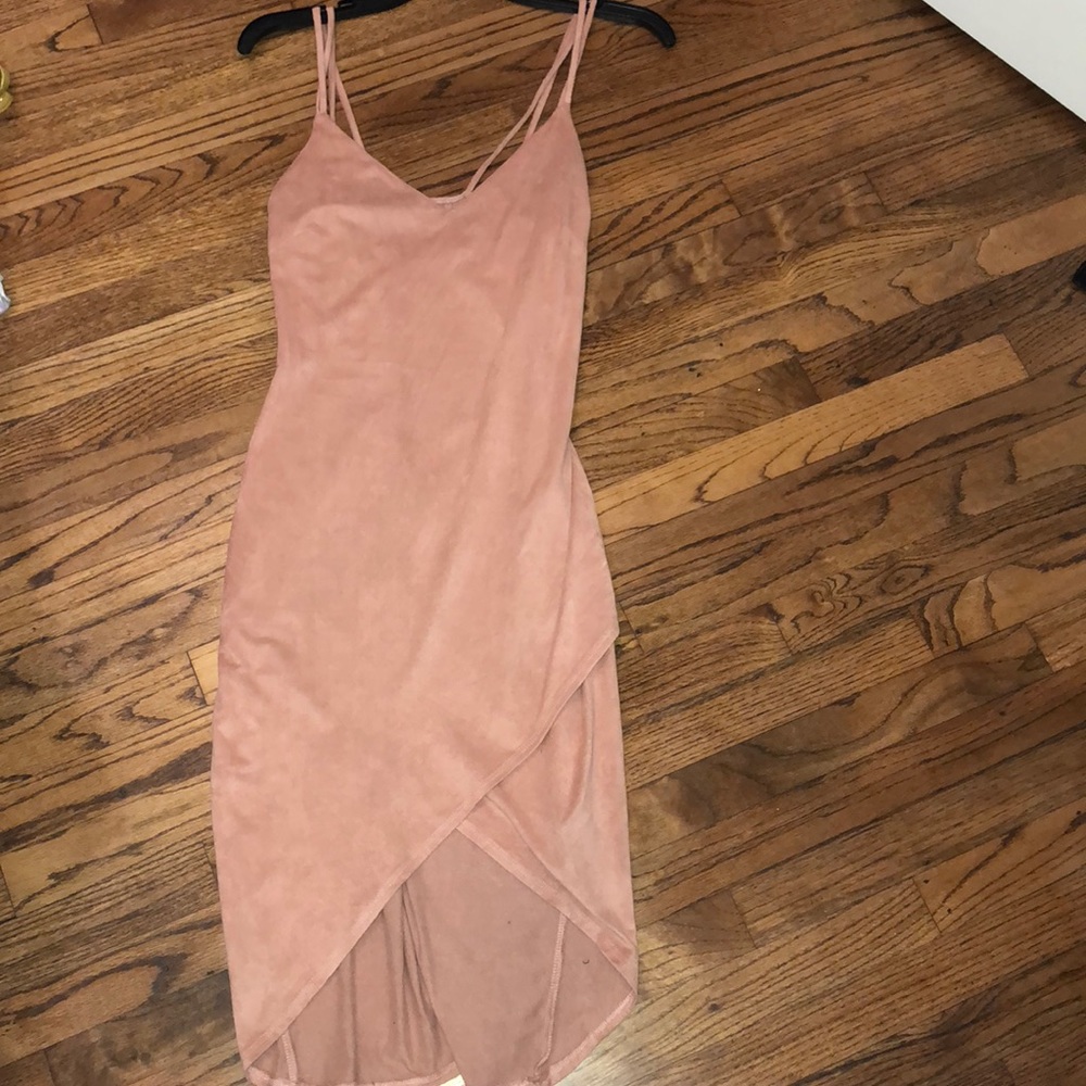 Windsor Asymmetrical Suede Dress Muave Pink